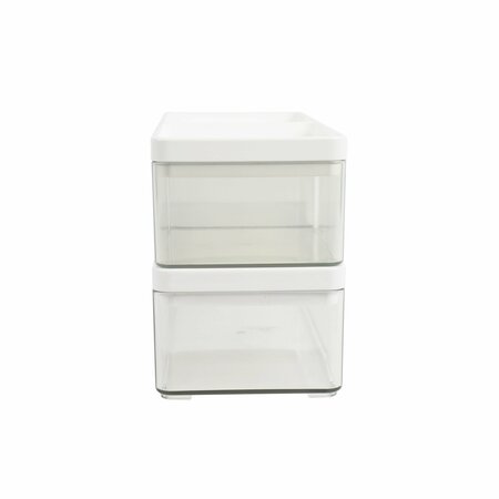 Martha Stewart Grady Set of 3 Clear Plastic Stackable Storage Boxes with White Plastic Lids GS-BA1360-3P-CL-WH-MS